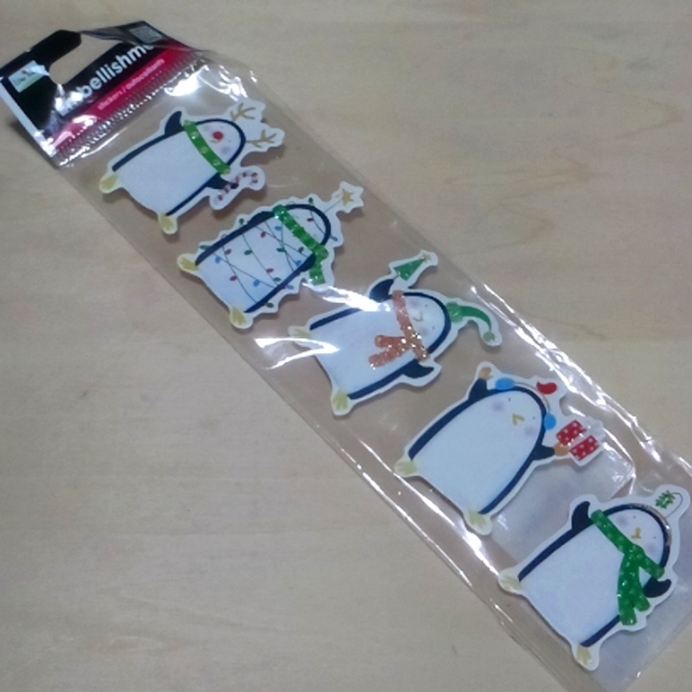 5/$15 Penguins Scrapbook Glitter Stickers 673807947092